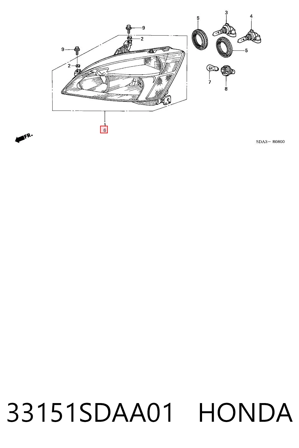 33151SDAA01 Honda Фара