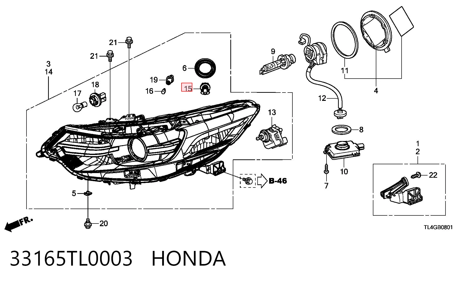 33165TL0003 Honda Противотуманные лампы