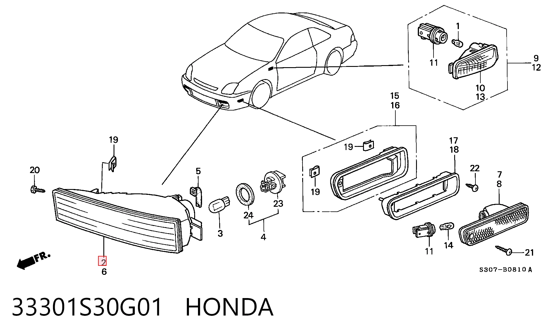 Указатель поворота правый Honda Prelude 5 BB