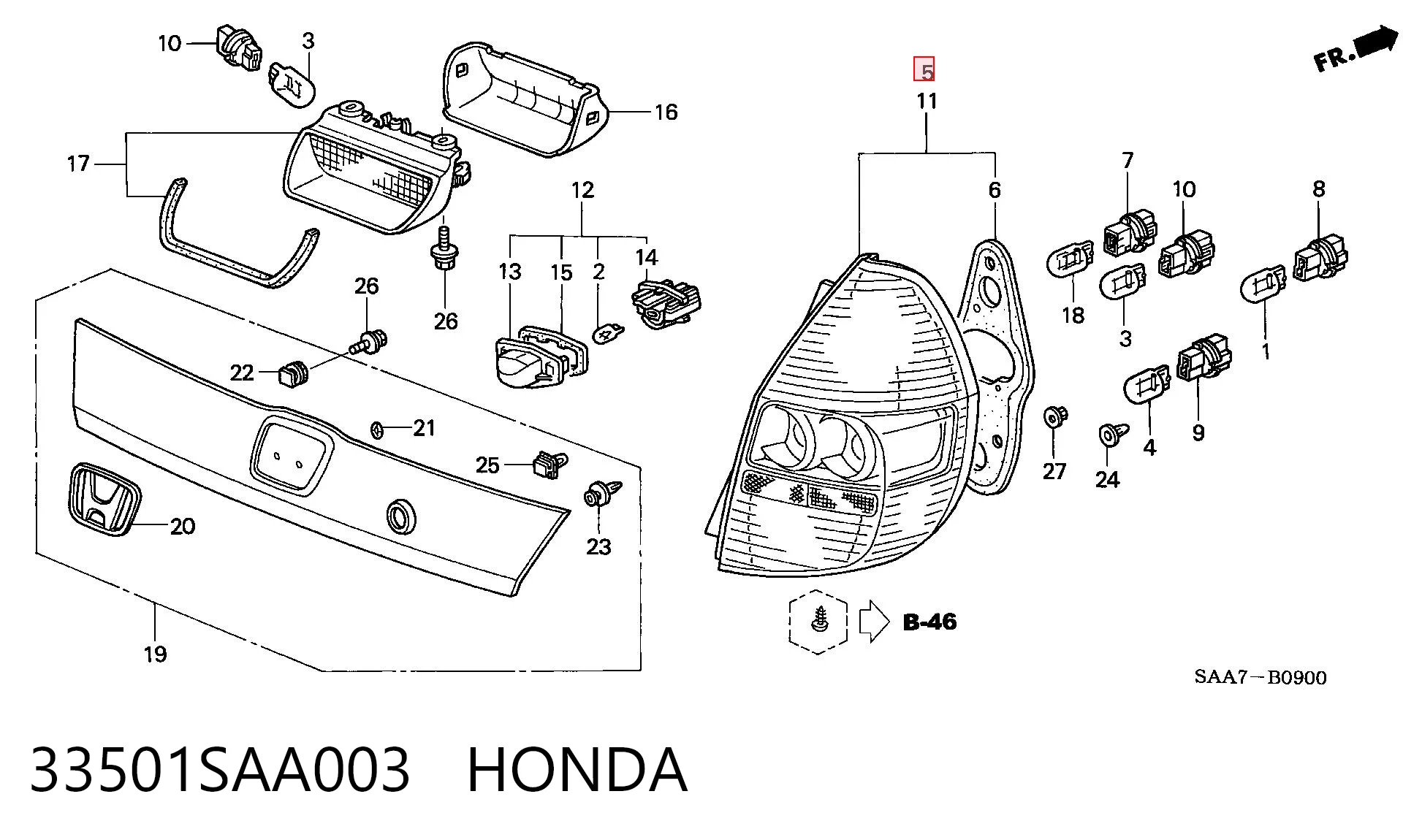 Фонарь задний правый Honda Jazz хэтчбек (GD, GE) (2002 - 2008) цена, от 58.13 USD