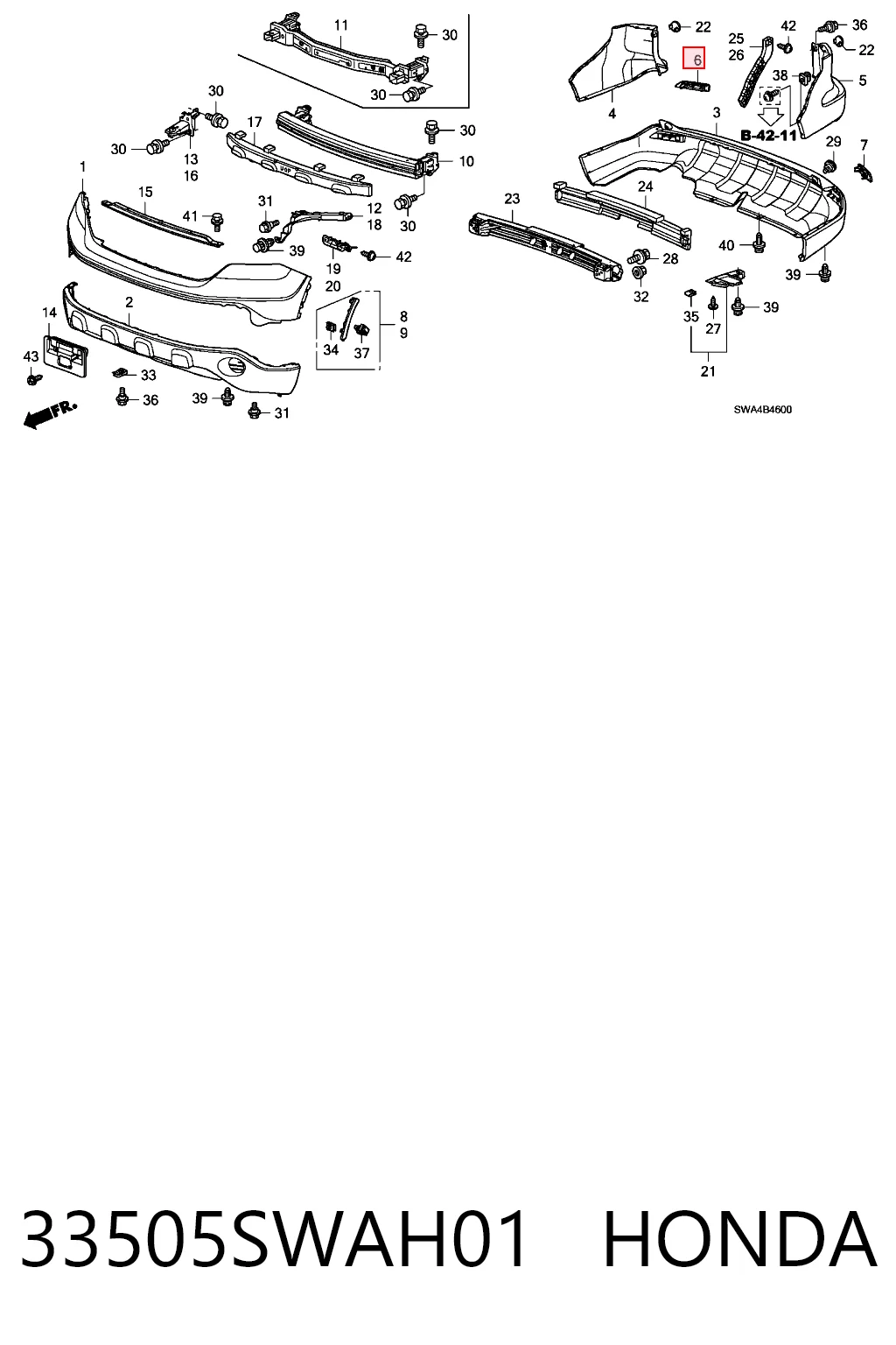 Отражатель бампера заднего правый TYC FP3010F6T цена, от 14.13 USD