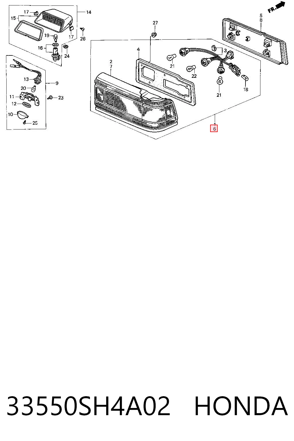 Фонарь задний левый Honda Civic 4 ED, EF