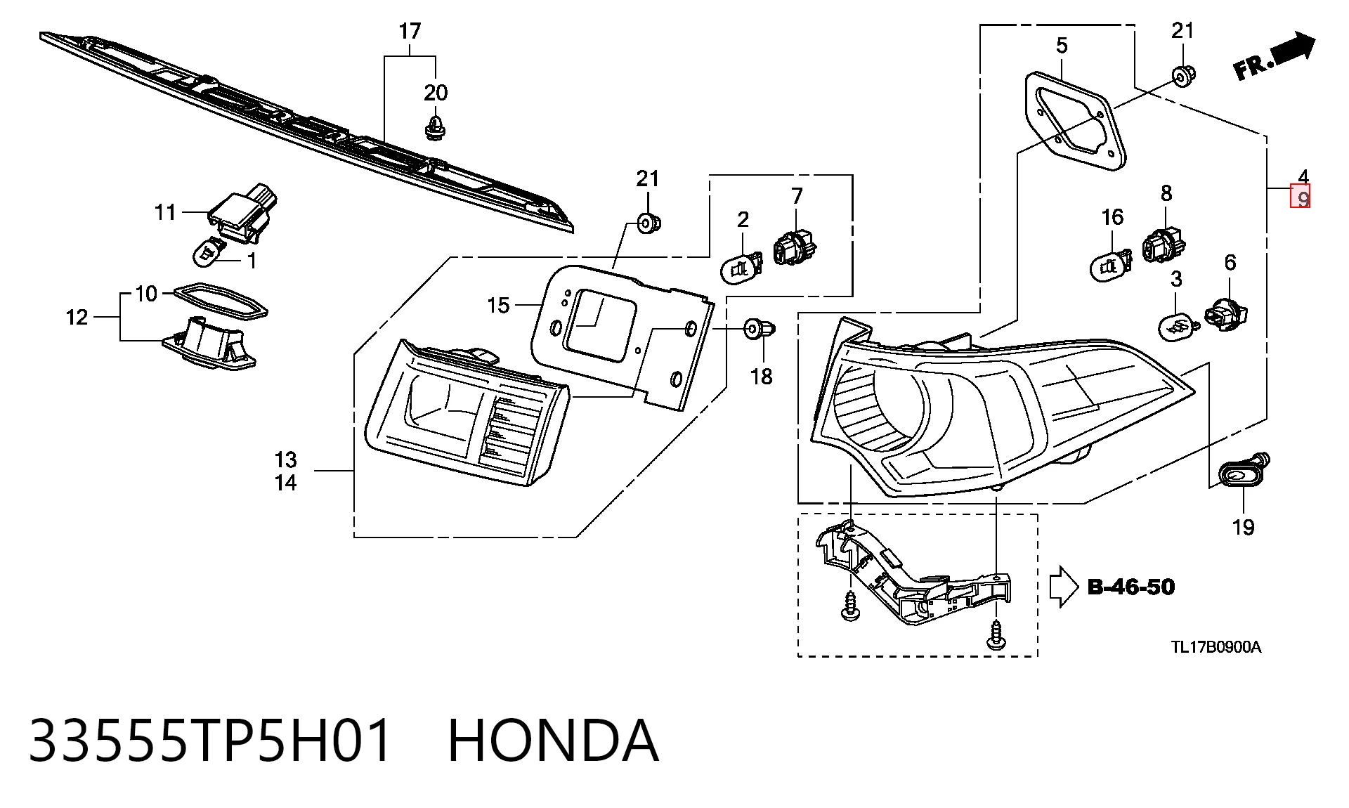 33555TP5H01 Honda Фонарь задний