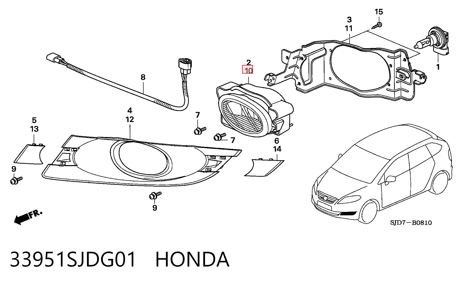 Противотуманная фара левая на Honda FR-V  BE