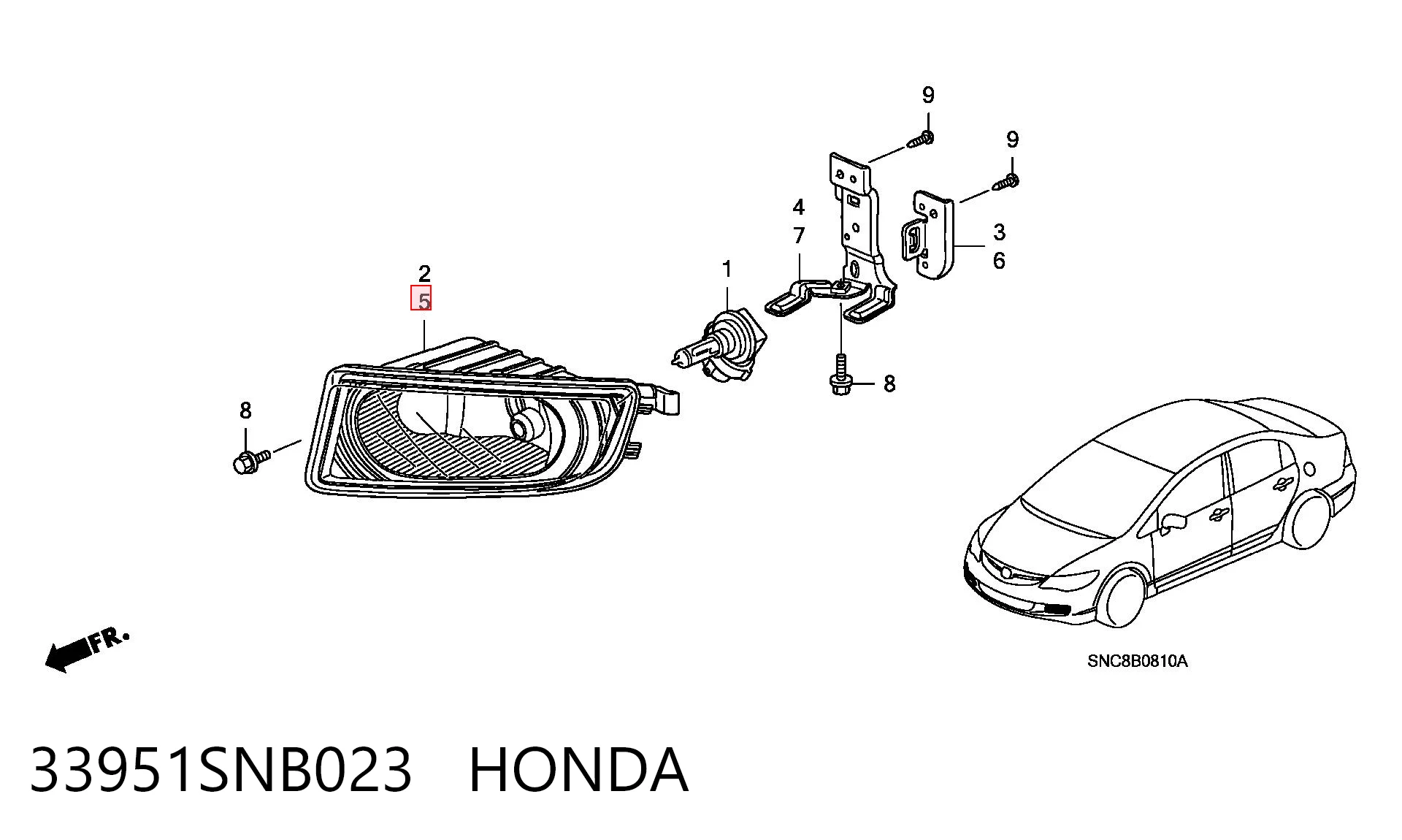 Фара противотуманная левая/правая Honda Civic 8 FD, FA