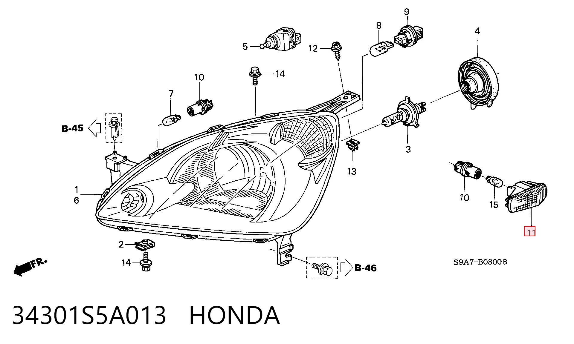 Повторитель поворота в крыло Honda Civic VII хэтчбек (EU, EP, EV) (2000 - 2006) цена, от 4.22 USD