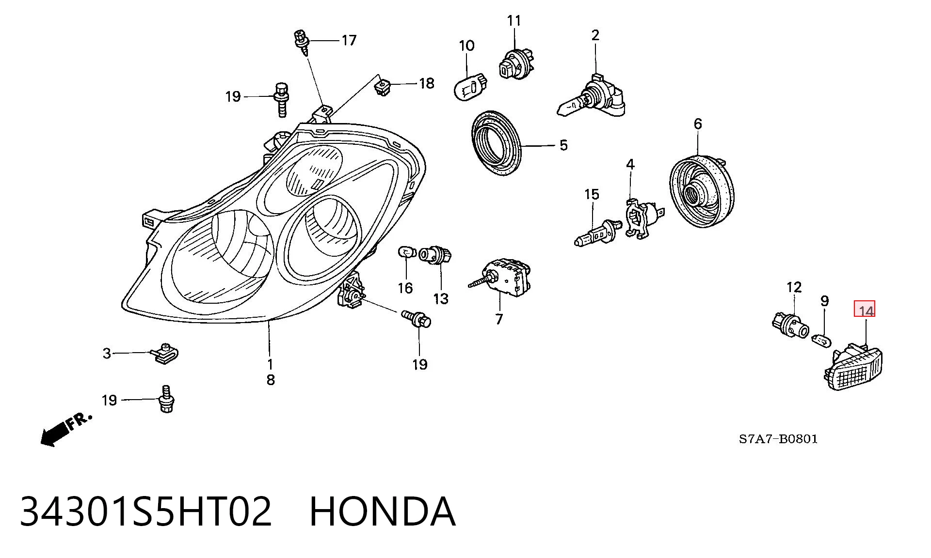 34301S5HT02 Honda Повторитель поворота на крыло