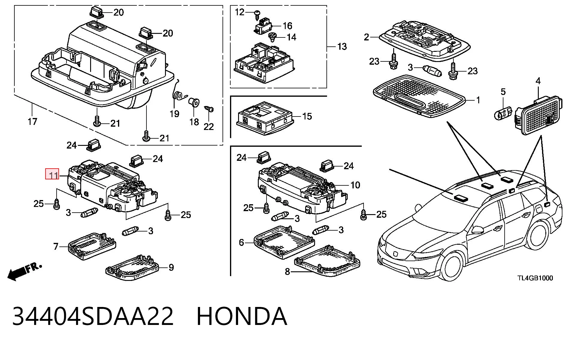 34404SDAA22 Honda Лампочка освещения салона