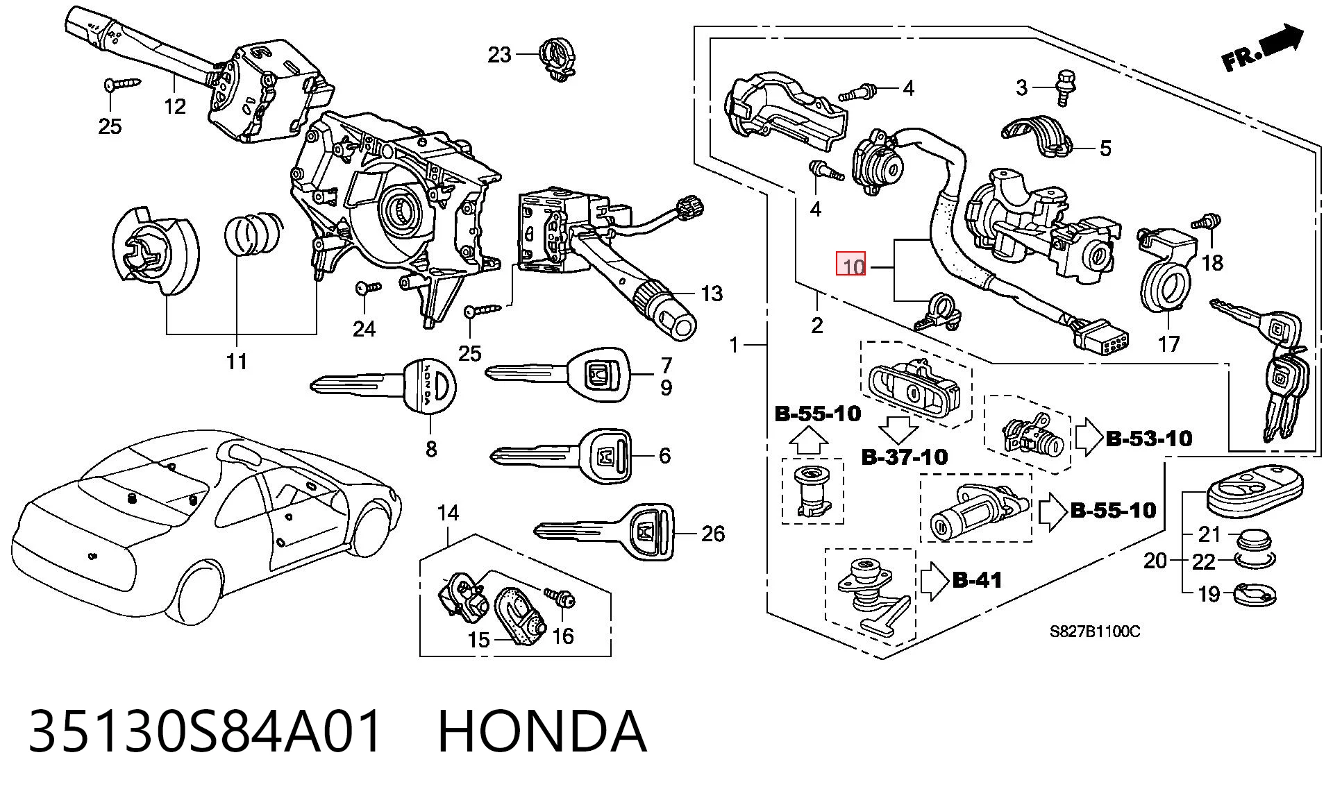 35130S84A01 Honda Контакты замка зажигания