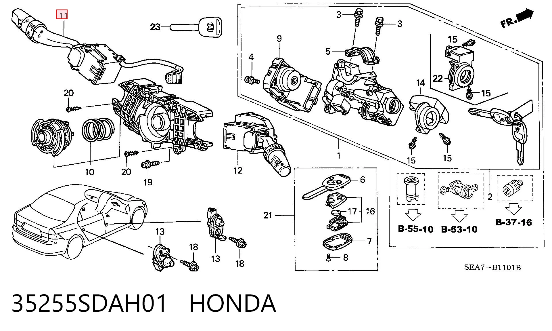 35255SDAH01 Honda Левый подрулевой переключатель