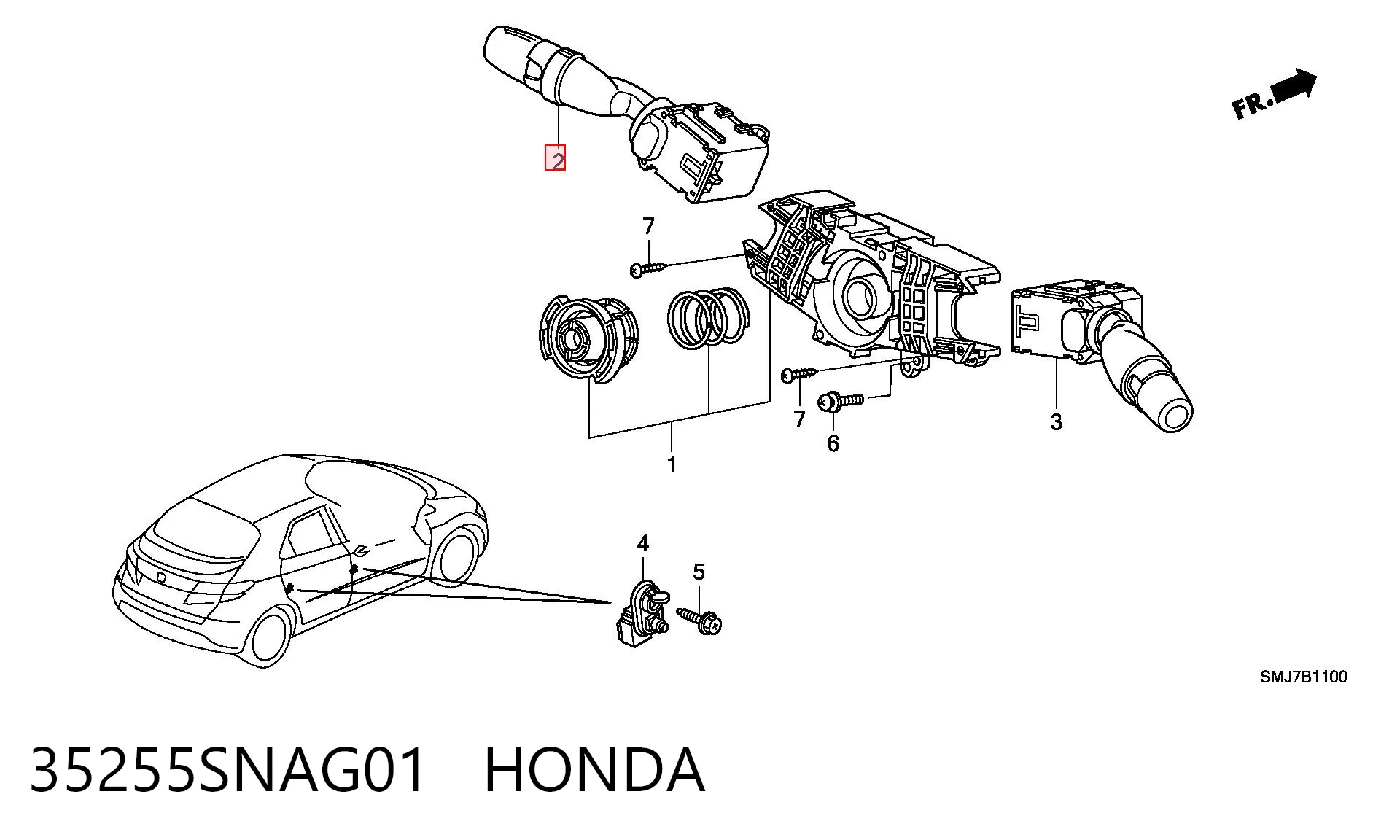 35255SNAG01 Honda Левый подрулевой переключатель