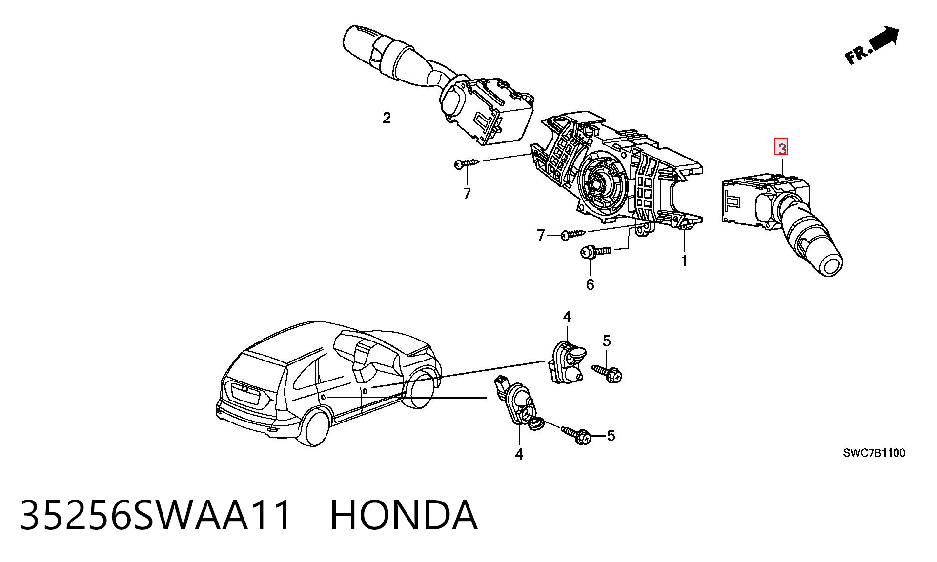 35256SWAA11 Honda Переключатель подрулевой, правый
