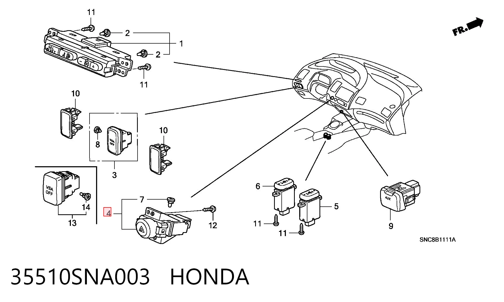 35510SNA003 Honda Аварийная кнопка