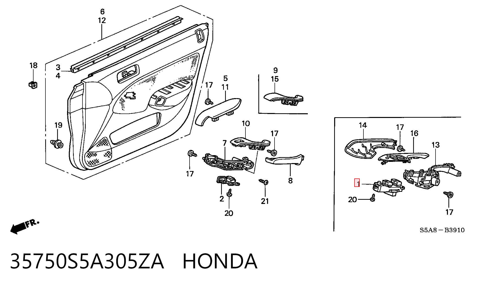 35750S5A305ZA Honda Кнопки переднего левого стекло подъёмника