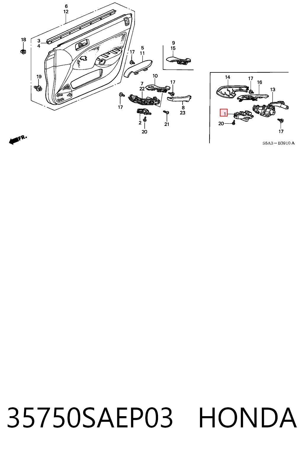 35750SAEP03 Honda Кнопки переднего левого стекло подъёмника