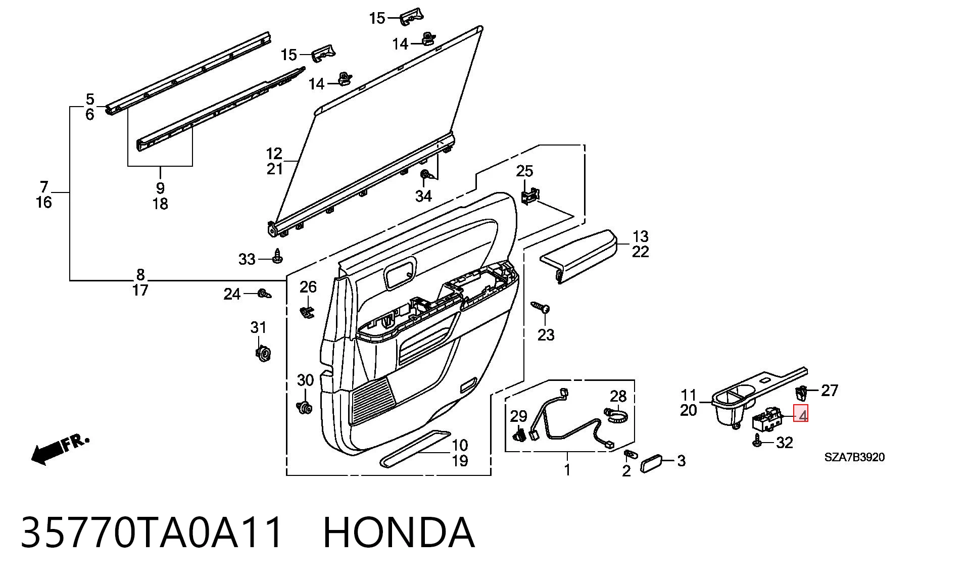 35770TA0A11 Honda Кнопка подъемника задних стекол