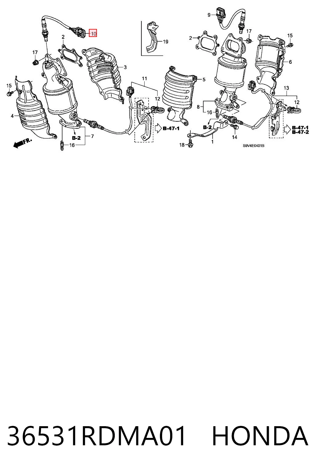 36531RDMA01 Honda Лямбда зонд до катализатора, левый