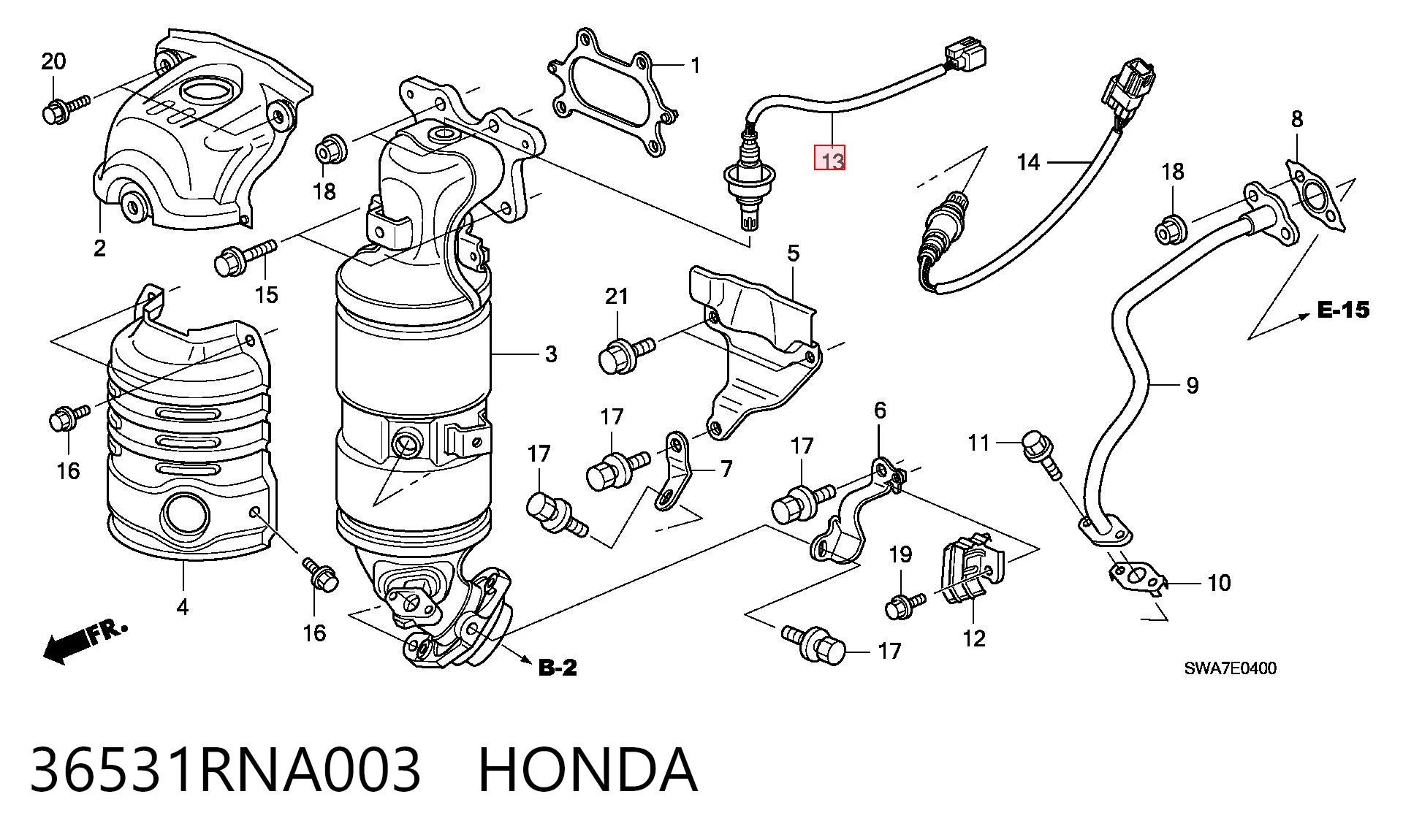 36531RNA003 Honda Лямбда-зонд, датчик кислорода до катализатора