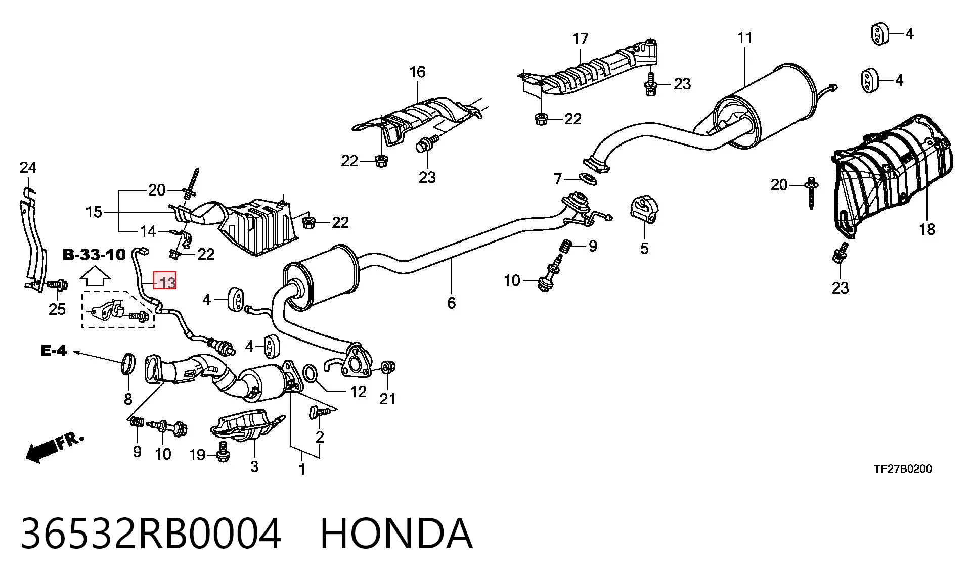 36532RB0004 Honda Датчик кислорода после катализатора