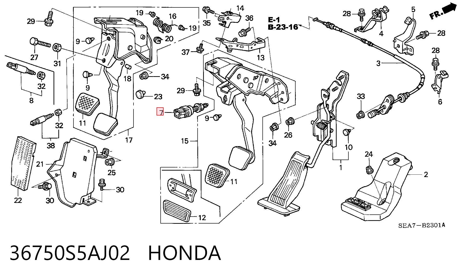 36750S5AJ02 Honda Датчик тормоза