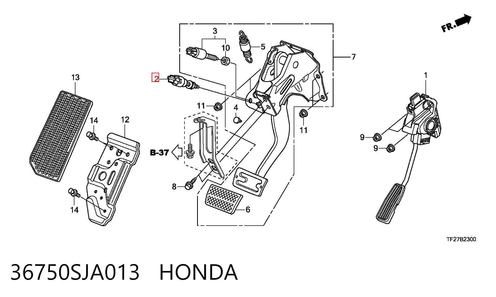 36750SJA013 Honda Датчик тормоза