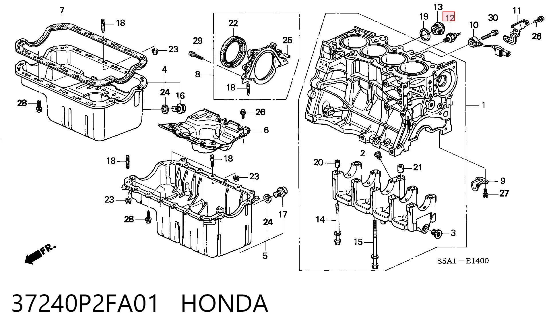 37240P2FA01 Honda Датчик указателя давления масла