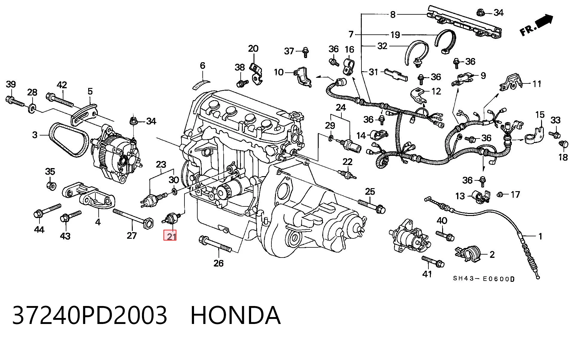 37240PD2003 Honda Датчик указателя давления масла