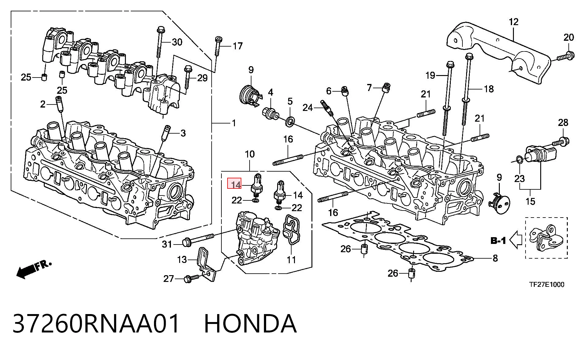 37260RNAA01 Honda Датчик указателя давления масла