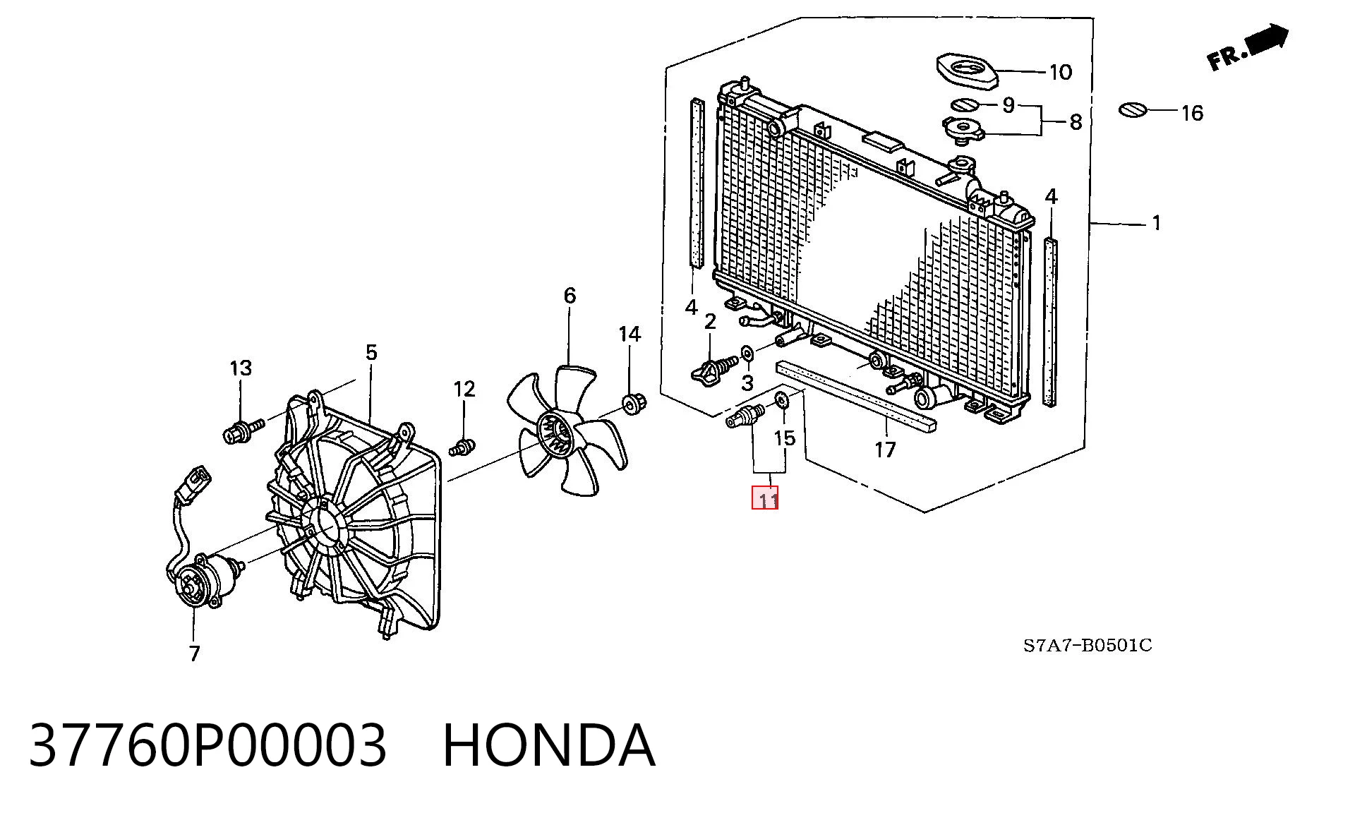 37760P00003 Honda Датчик радиатора