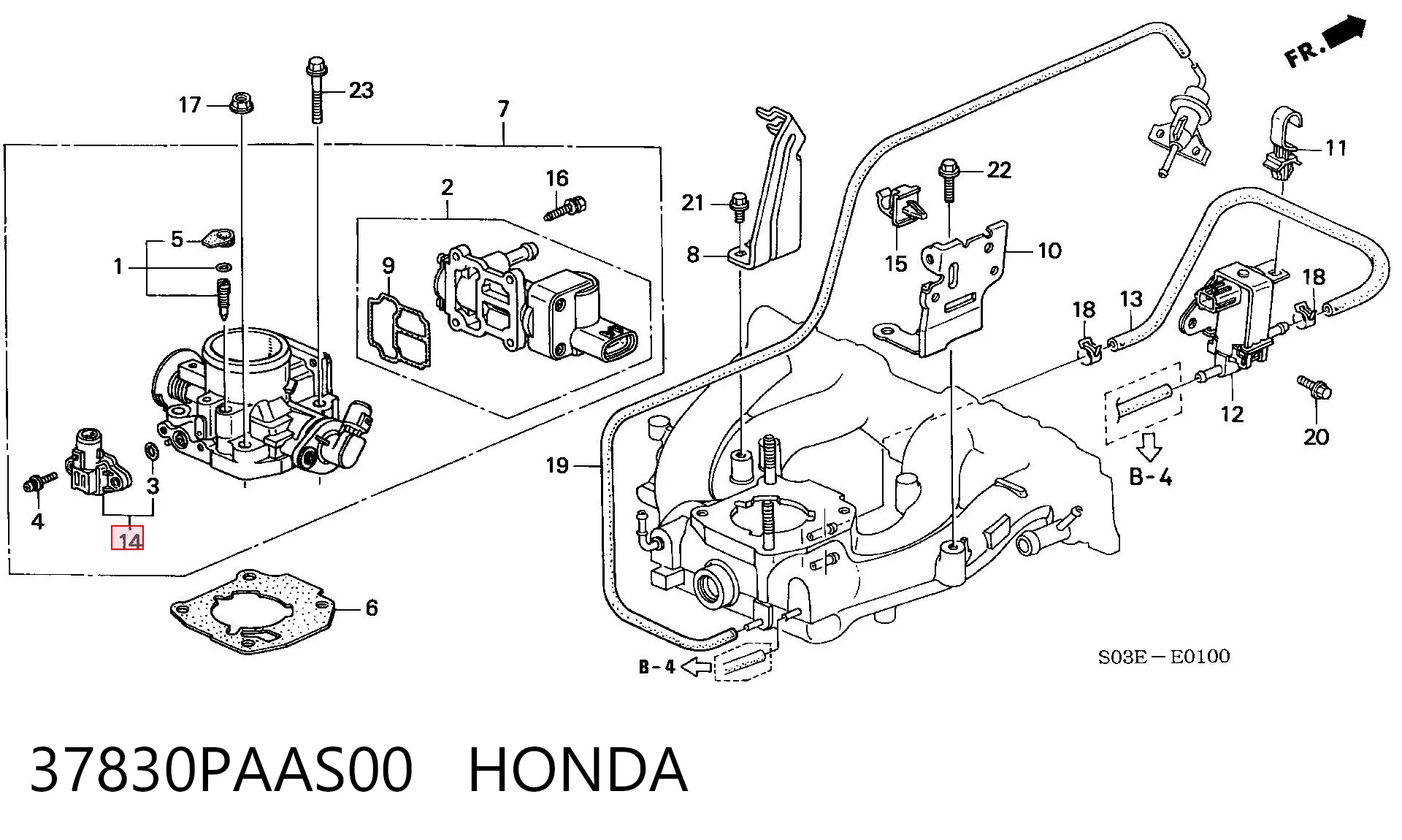 37830PAAS00 Honda Датчик давления воздуха