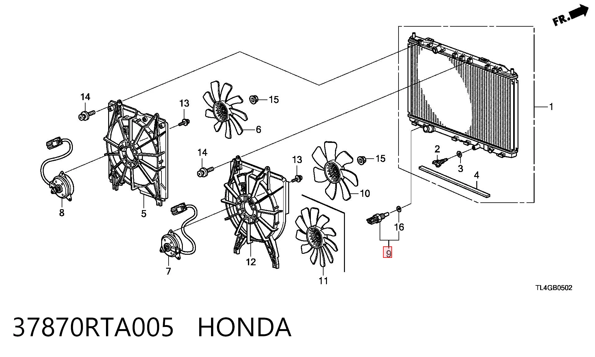 37870RTA005 Honda Датчик радиатора