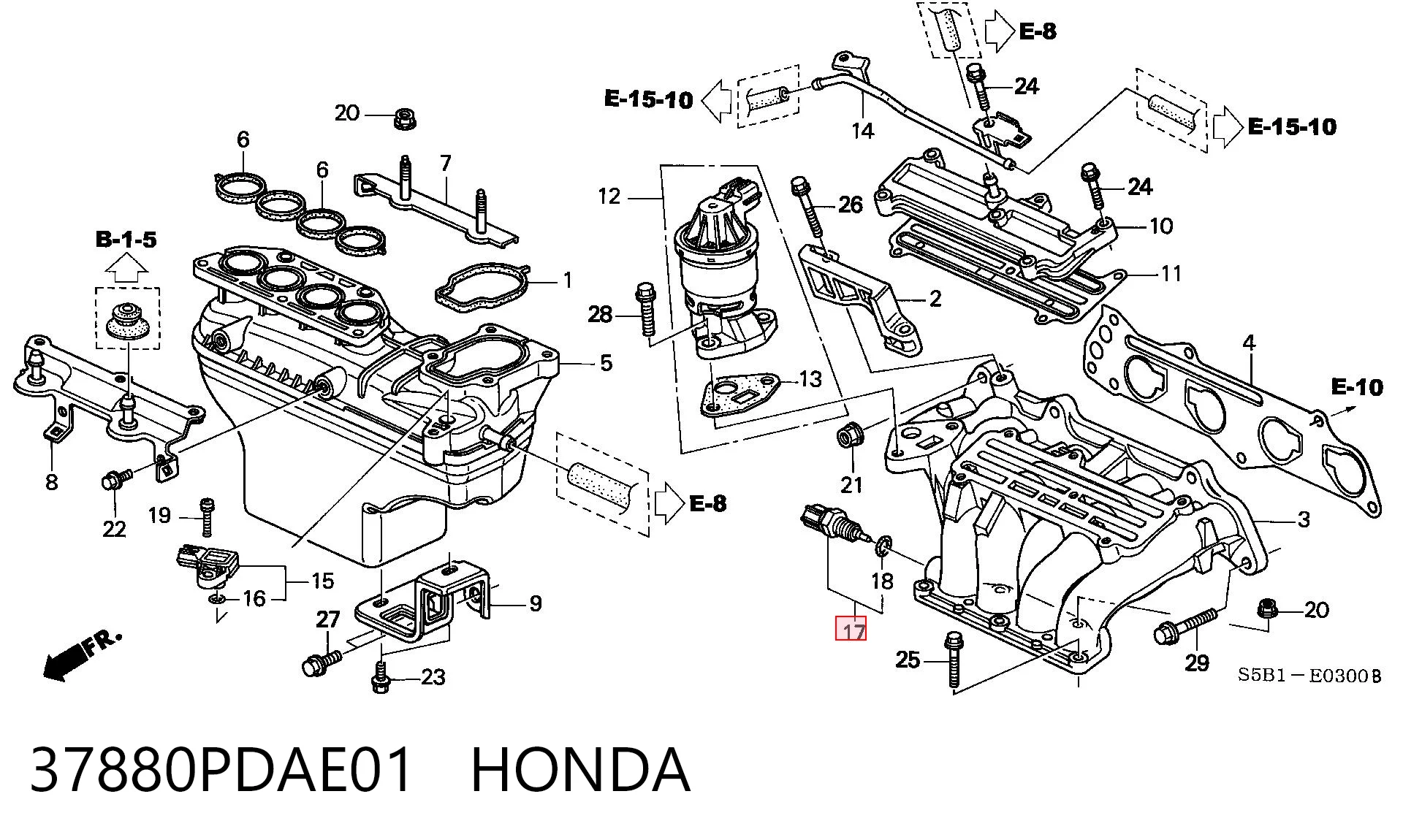 37880PDAE01 Honda Датчик температуры воздуха на входе