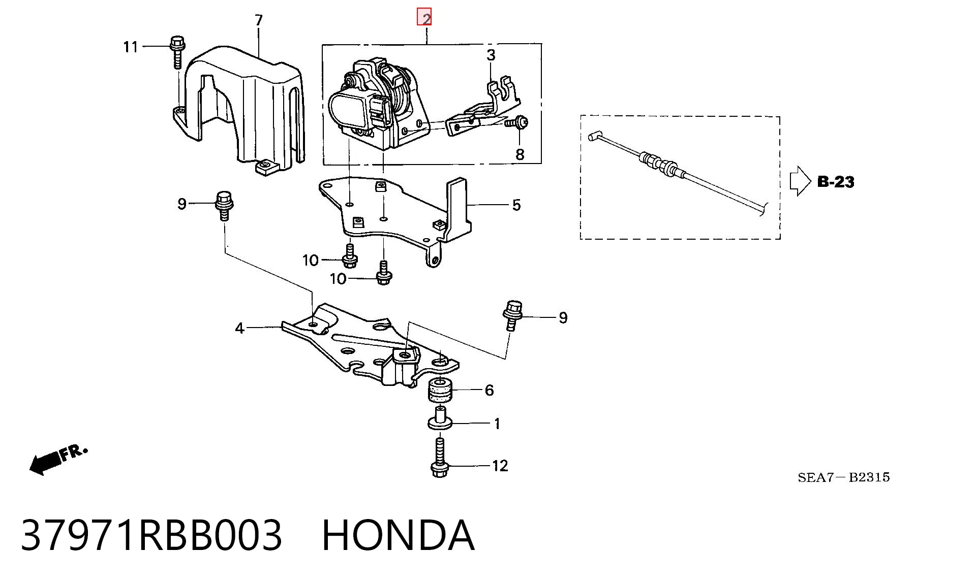 37971RBB003 Honda Управление карбюратором (акселератор - управление подачей топлива)