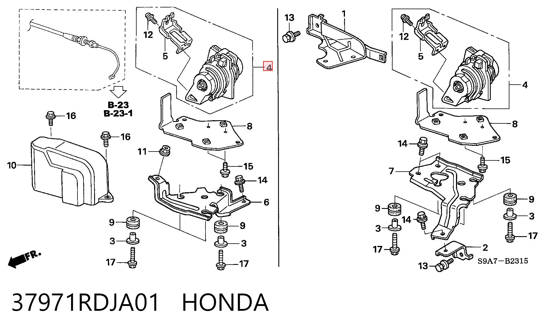 37971RDJA01 Honda Управление карбюратором (акселератор - управление подачей топлива)