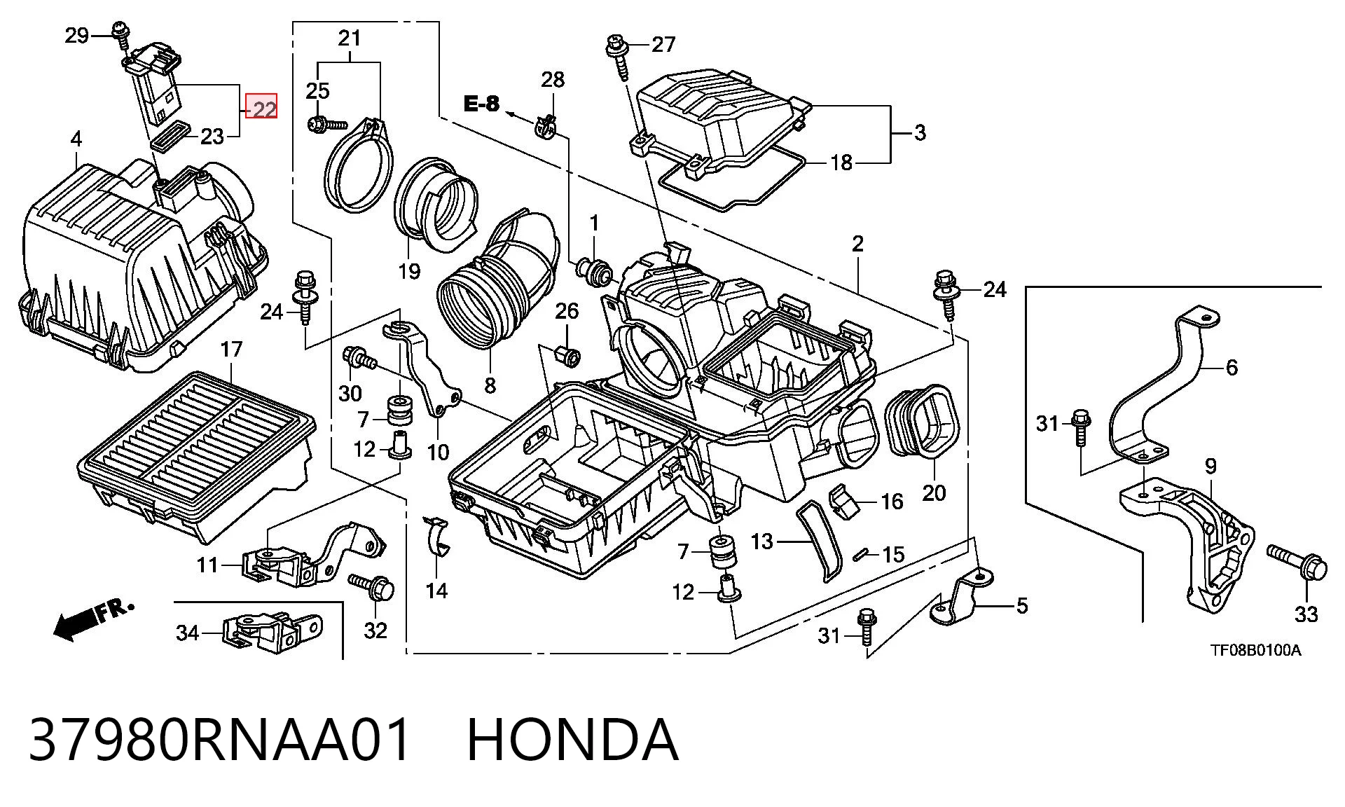 37980RNAA01 Honda Датчик расхода воздуха