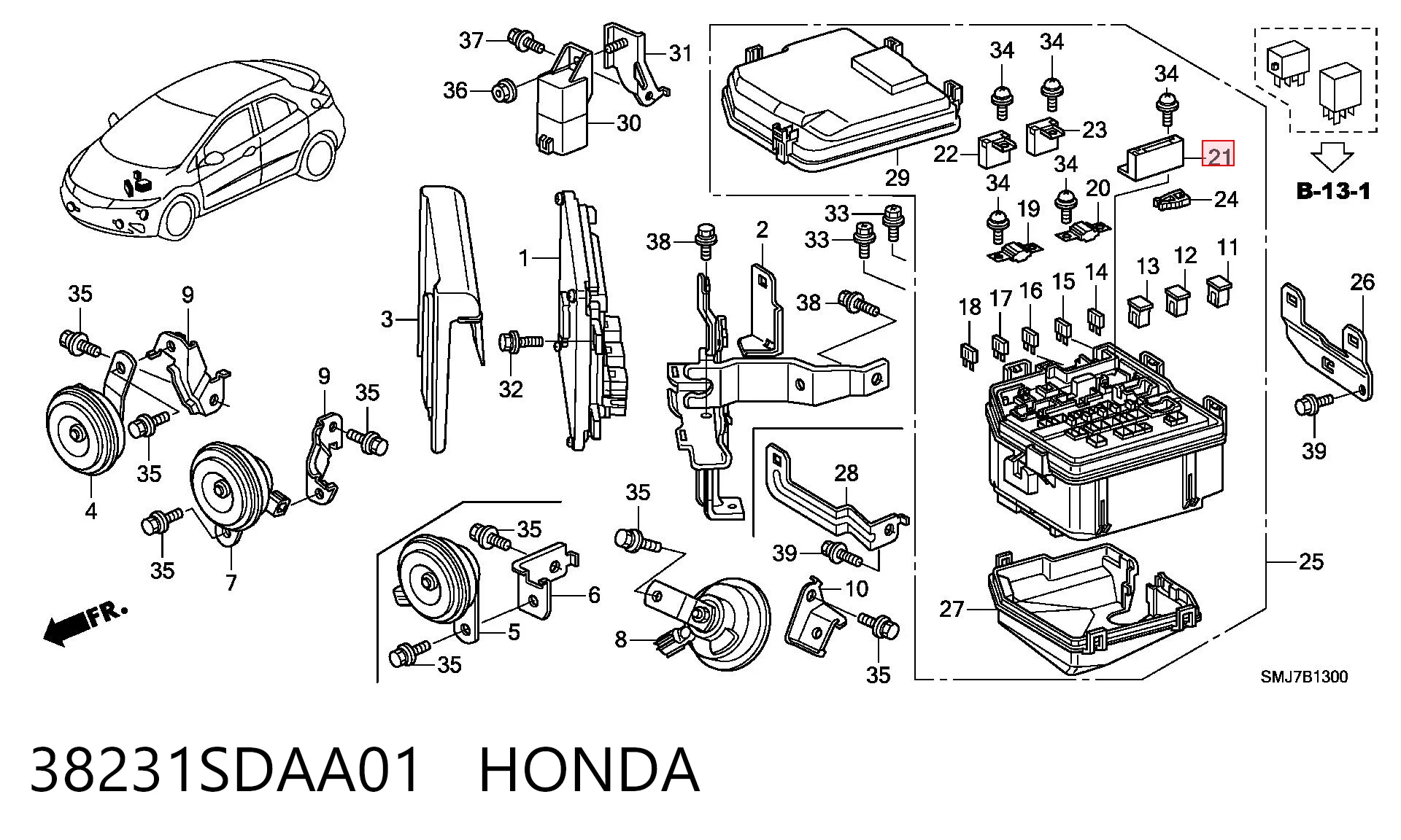 38231SDAA01 Honda Предохранители электрических цепей