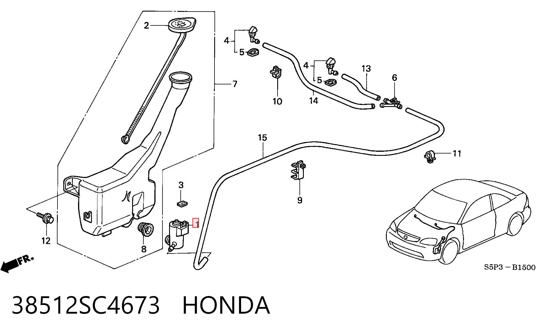 38512SC4673 Honda Мотор заднего стеклоочистителя