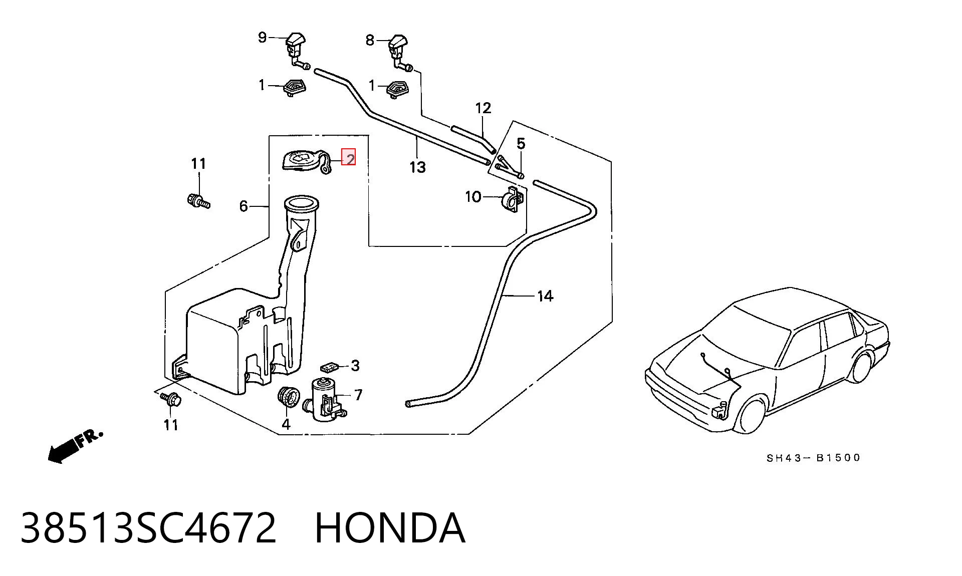 38513SC4672 Honda Крышка бачка стеклоомывателя