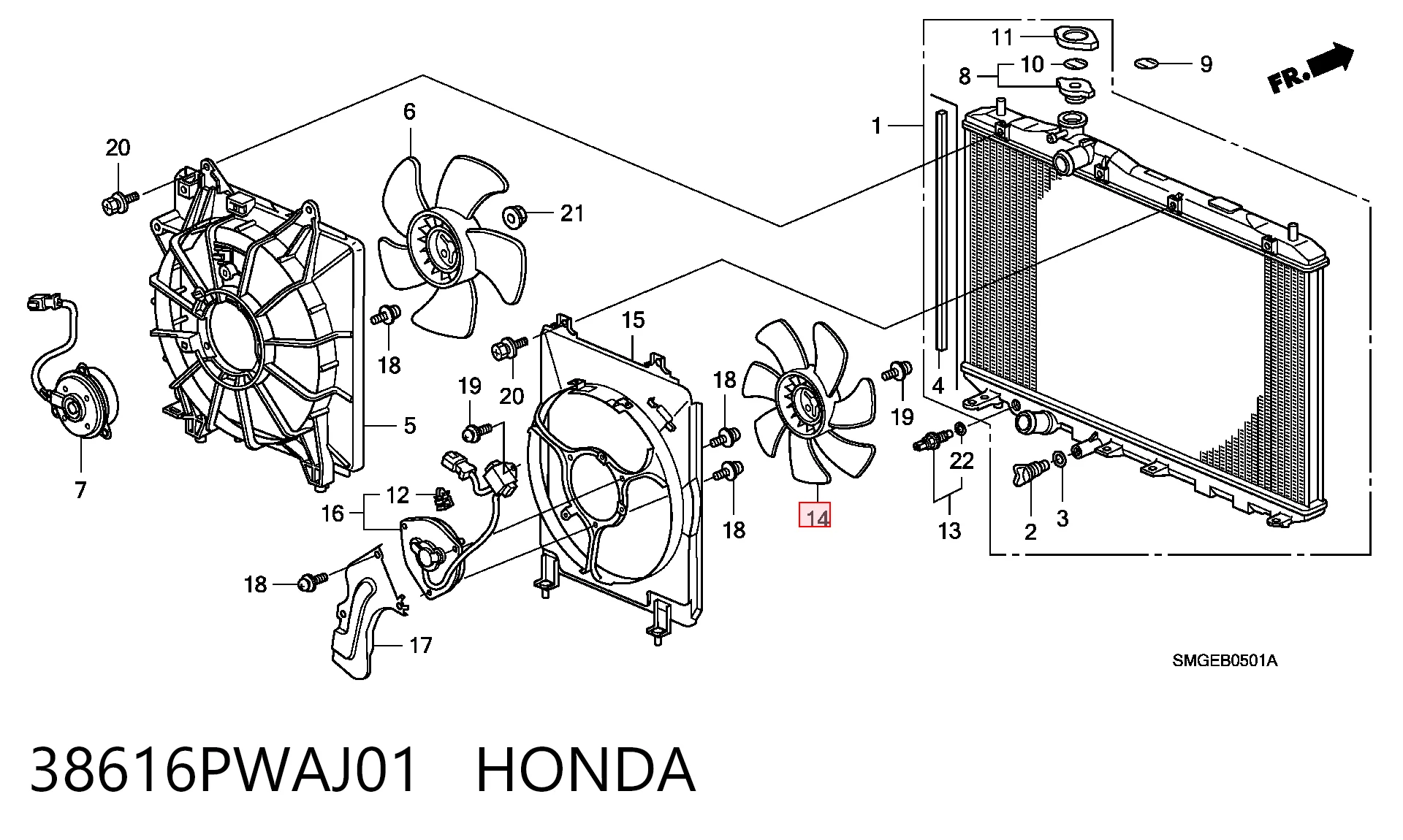 38616PWAJ01 Honda Мотор вентилятора кондиционера