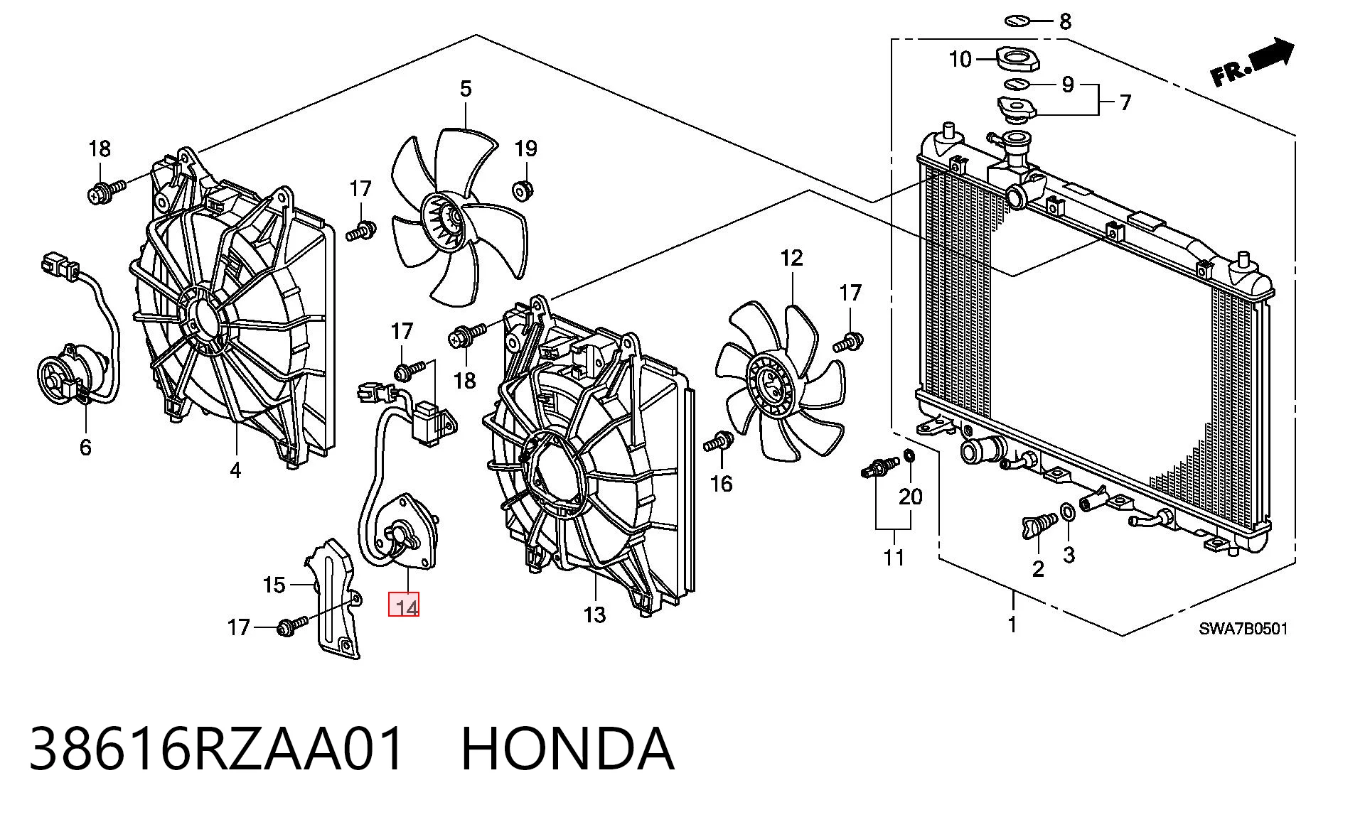 38616RZAA01 Honda Мотор вентилятора кондиционера