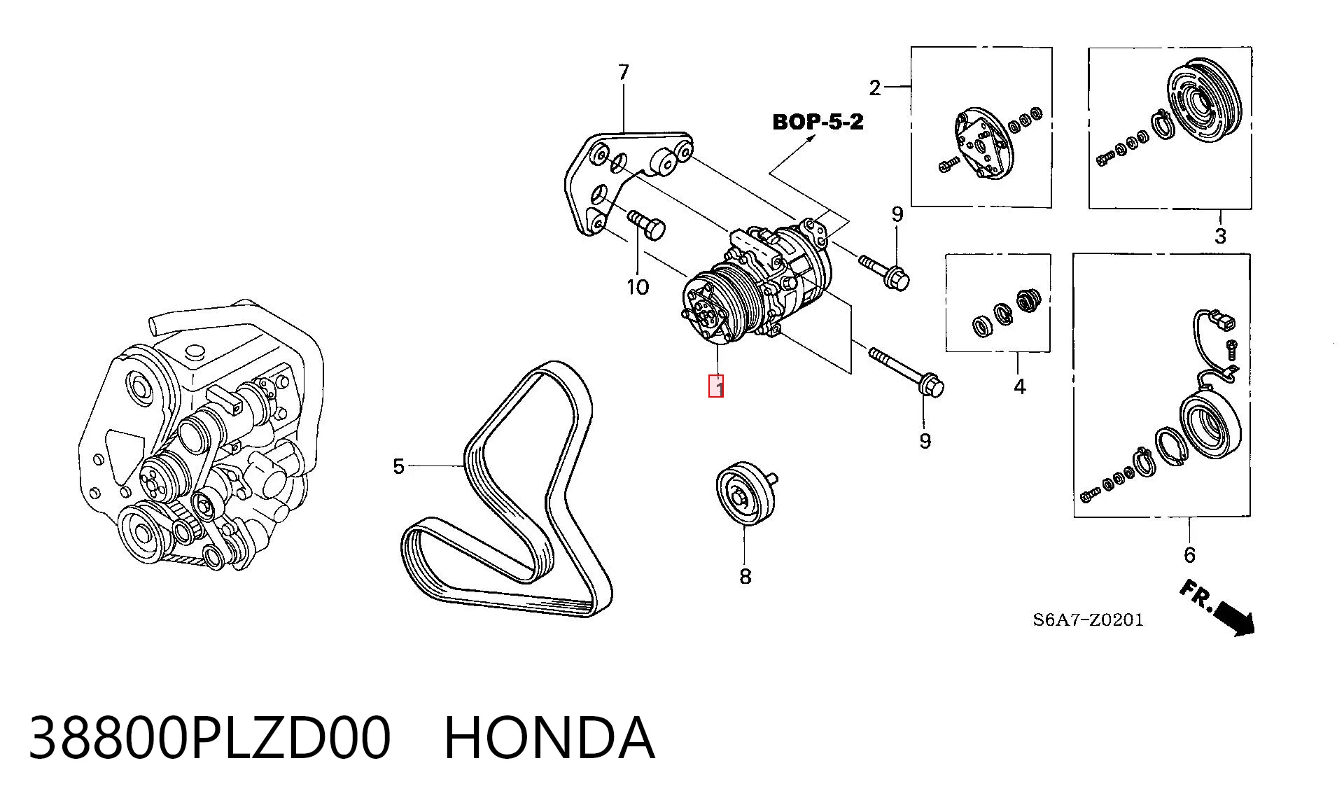 38800PLZD00 Honda Компрессор хладагента