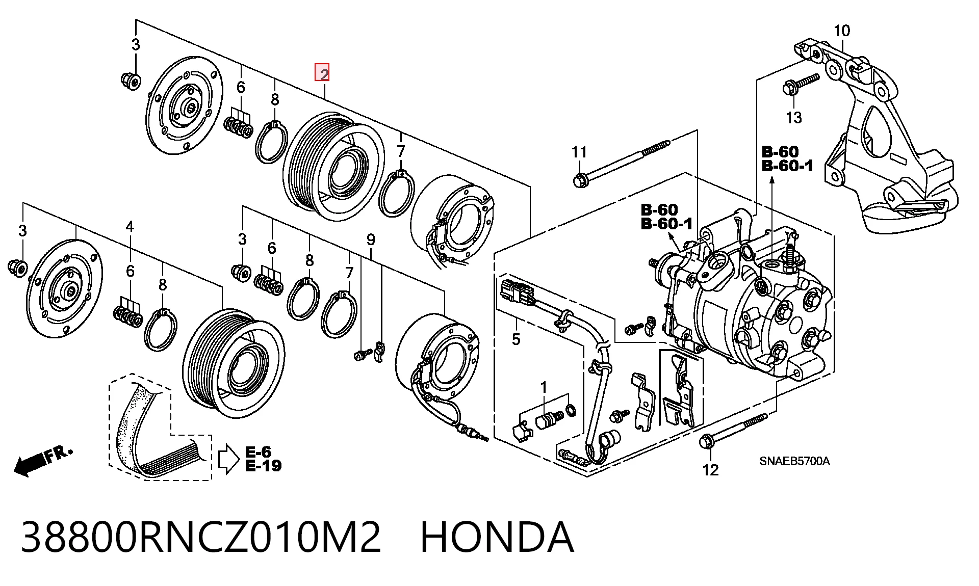 38800RNCZ010M2 Honda Компрессор хладагента