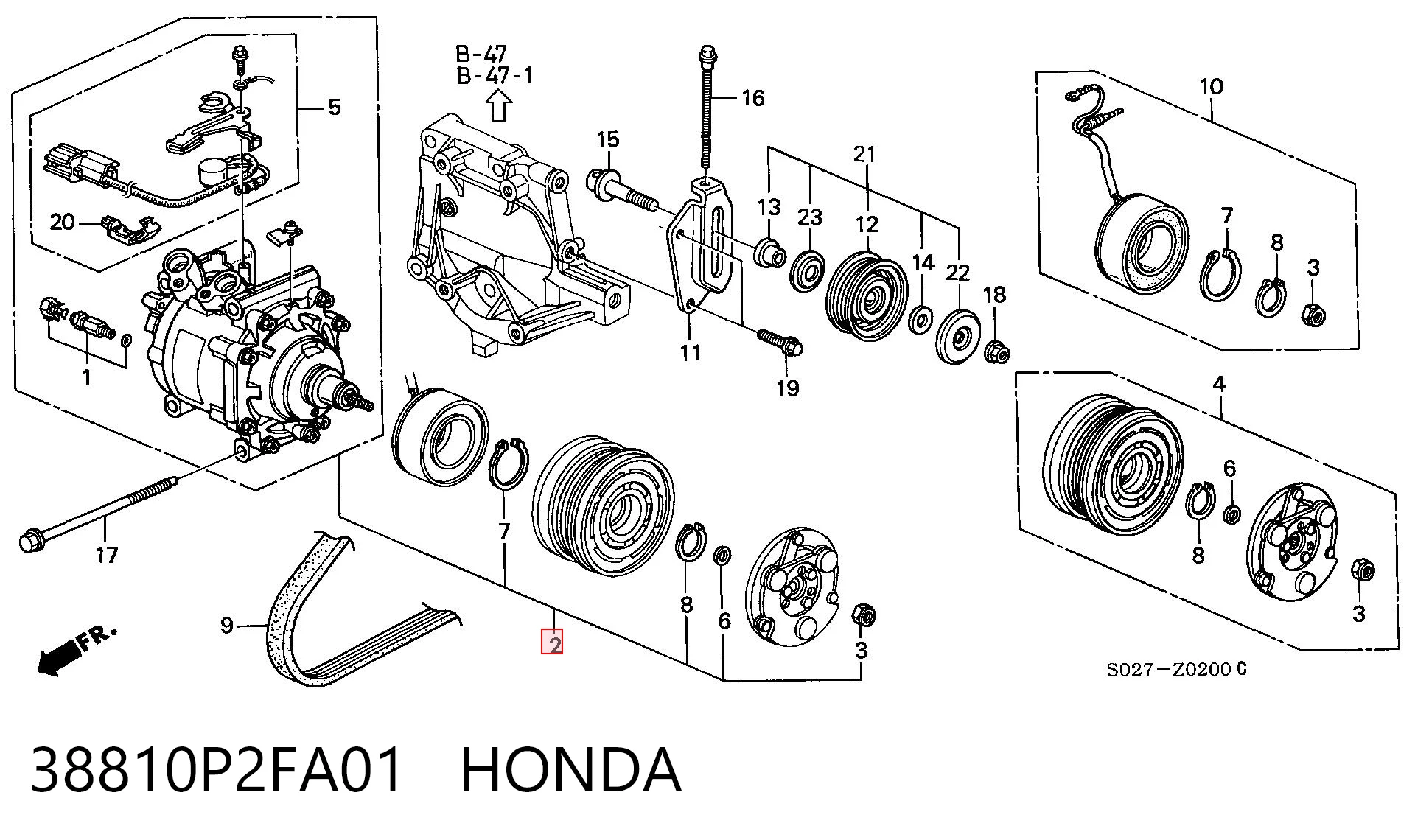 38810P2FA01 Honda Компрессор хладагента