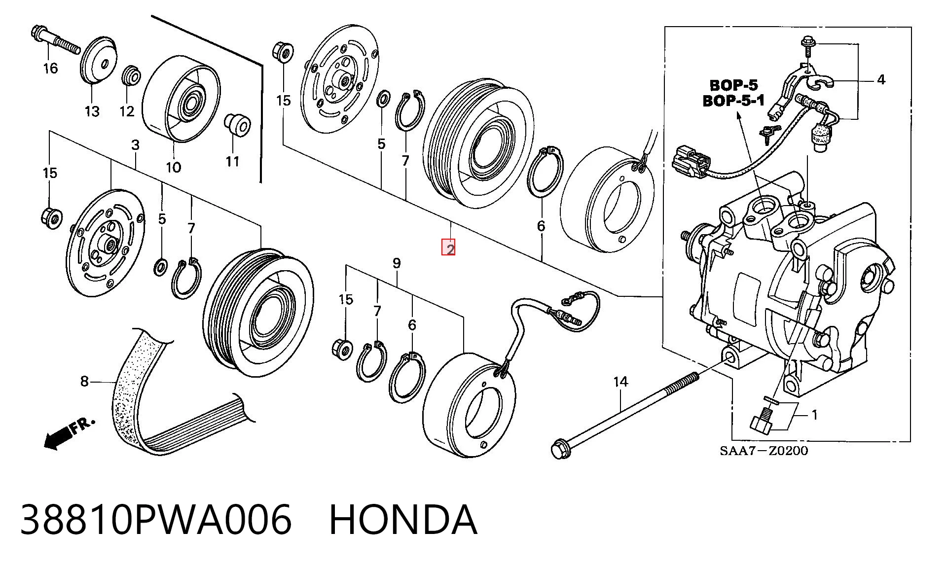 38810PWA006 Honda Компрессор хладагента