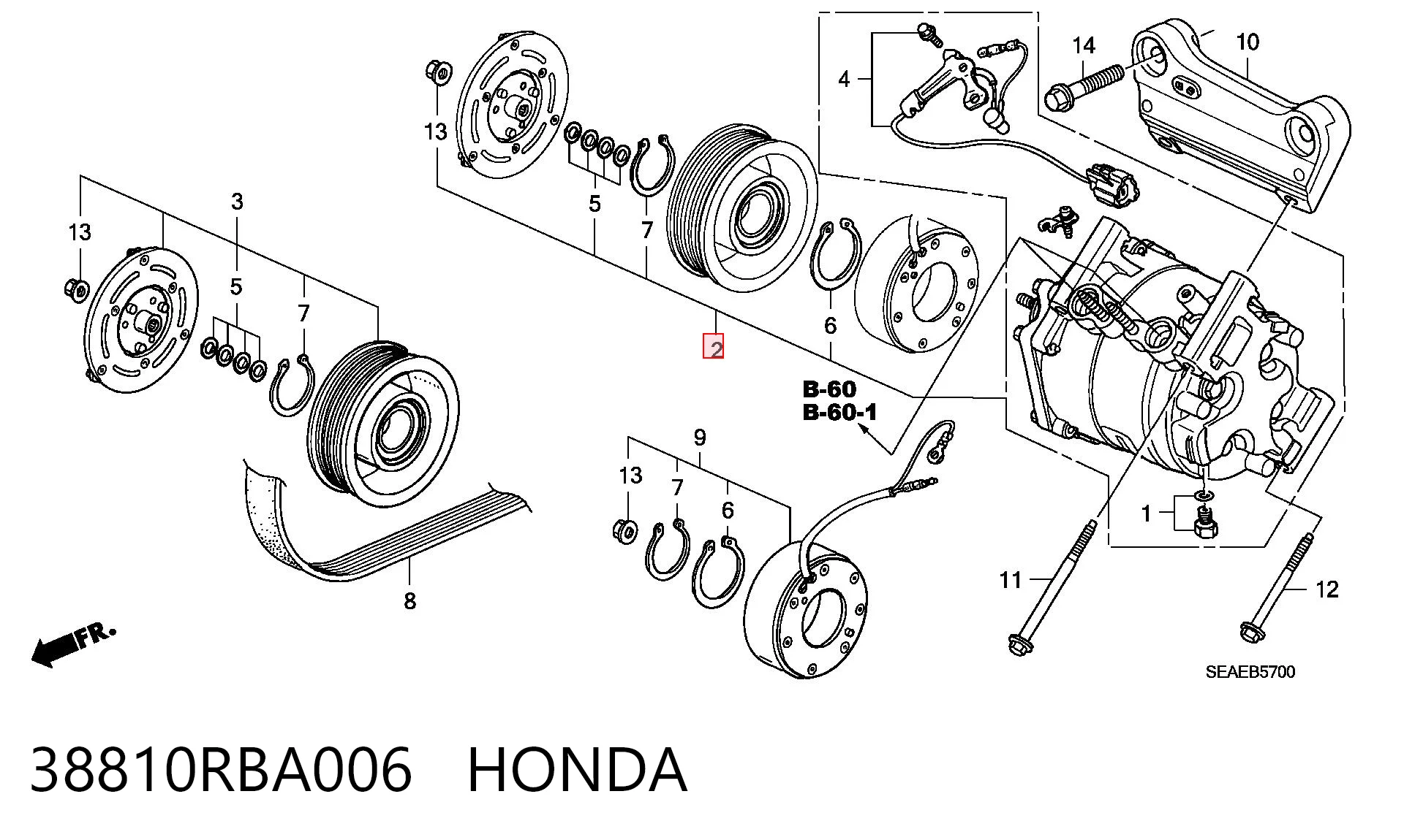 38810RBA006 Honda Компрессор хладагента