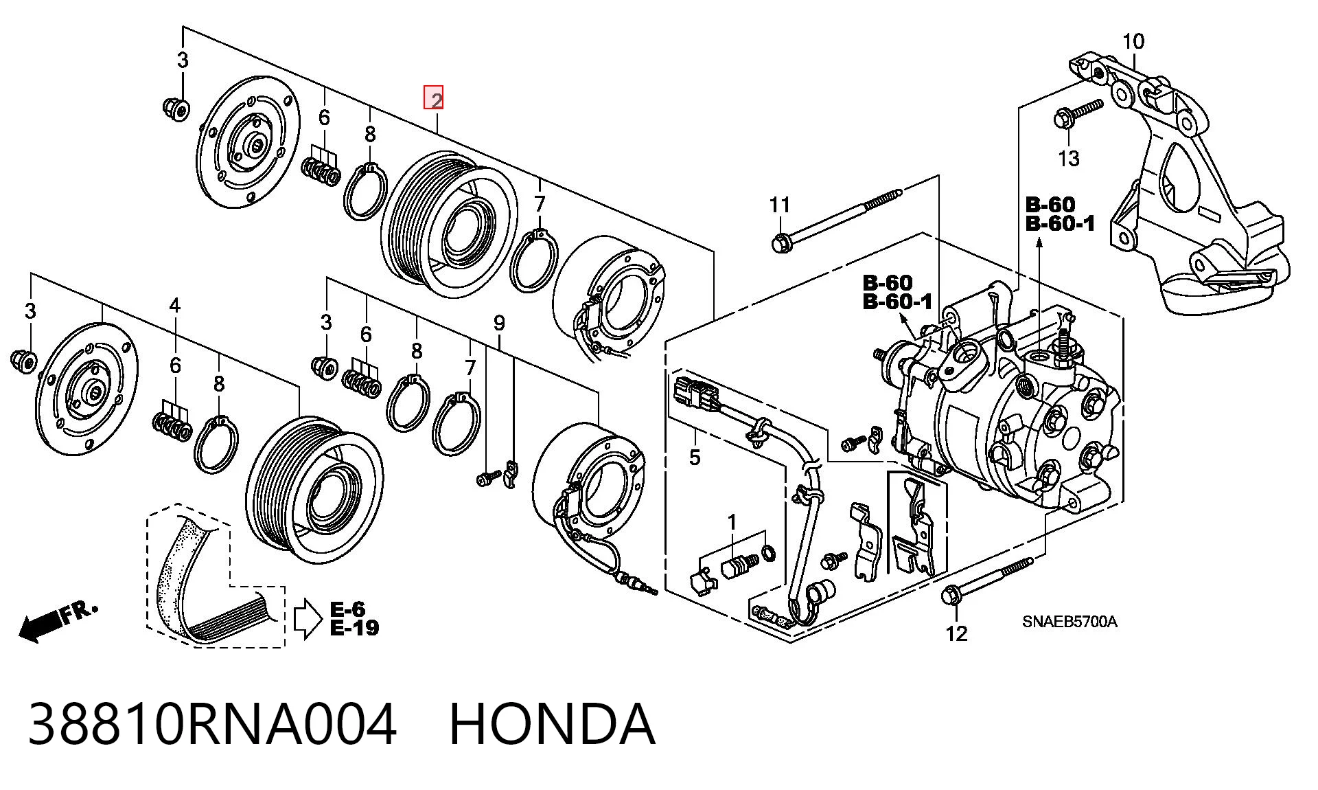 38810RNA004 Honda Компрессор хладагента