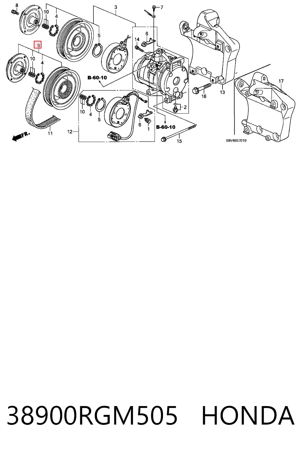 38900RGM505 Honda Магнитная муфта компрессора кондиционера