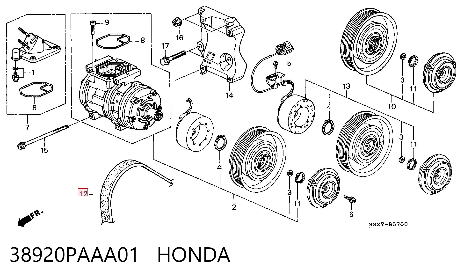 38920PAAA01 Honda Поликлиновый ремень