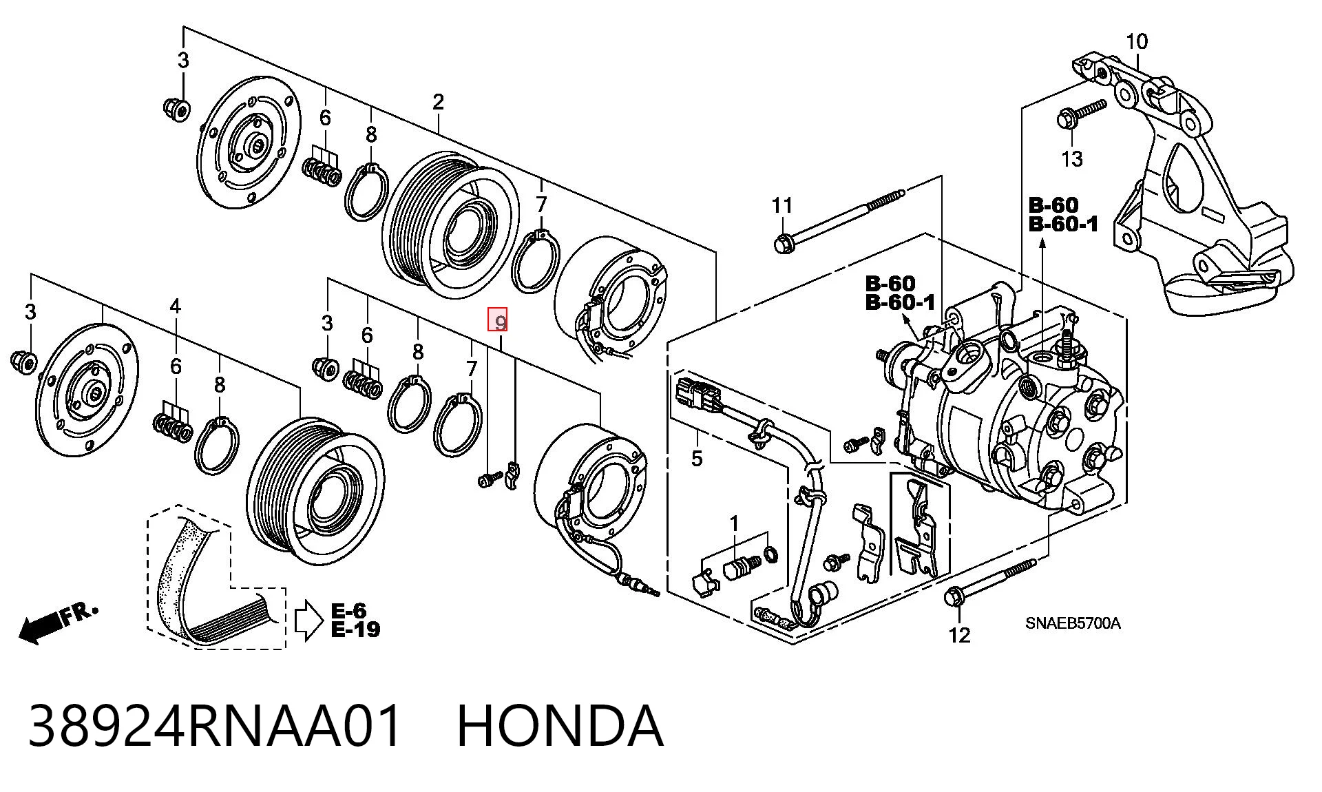 Магнитная муфта компрессора кондиционера на Honda Civic VIII FD, FA