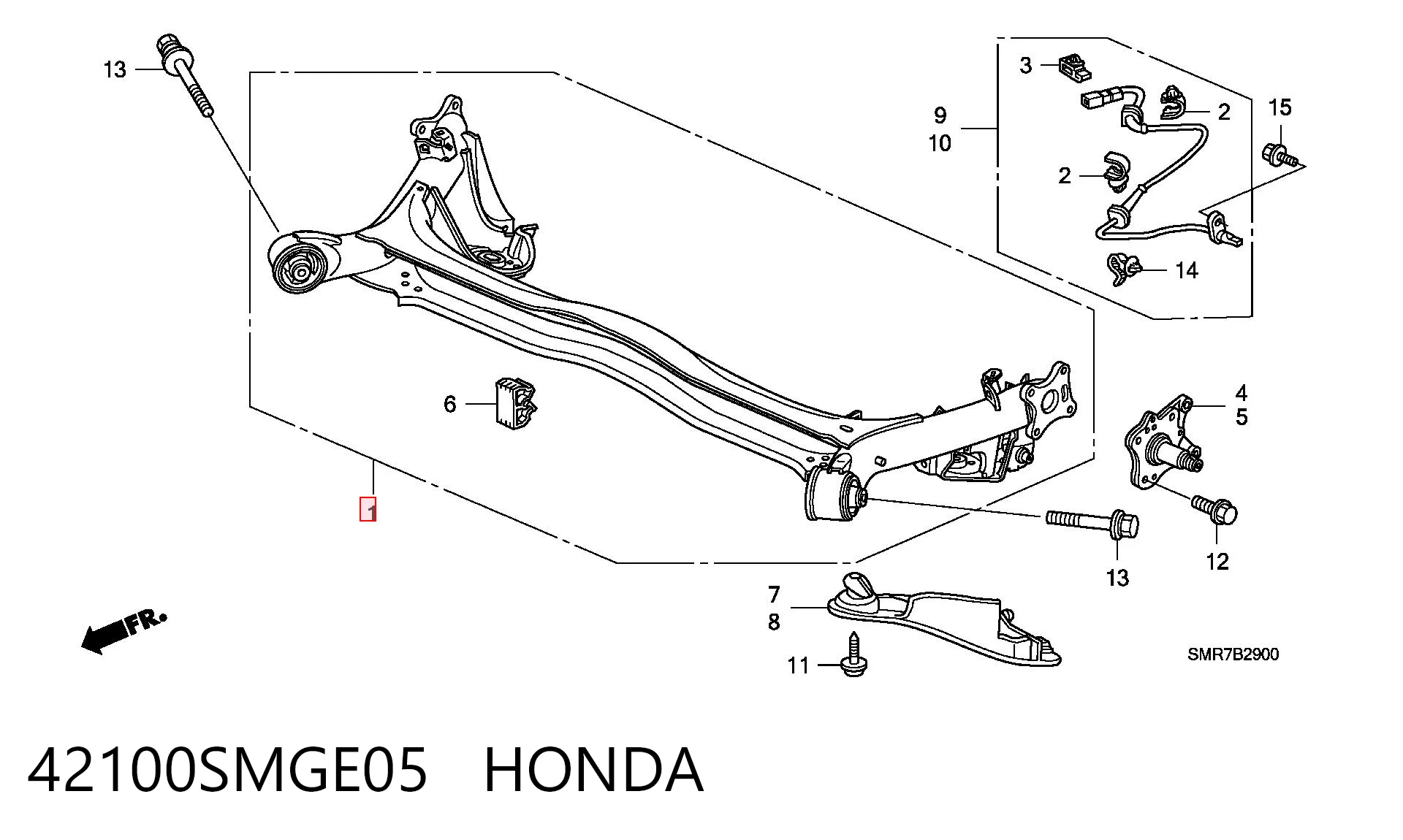 42100SMGE05 Honda Подрамник задней подвески